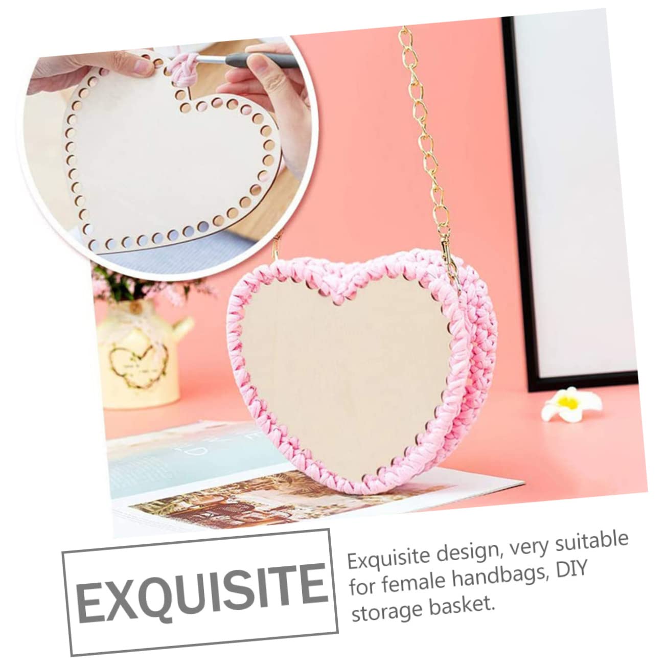 Angoily Crochet Basket DIY Base 2pcs Wooden Bag Bottoms for Weaving Knitting Craft Making