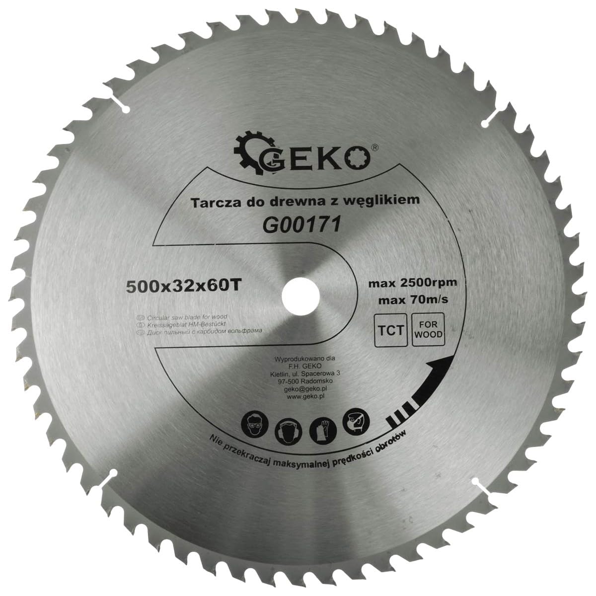 Lama per sega circolare TCT per legno Ø500x32 60 denti