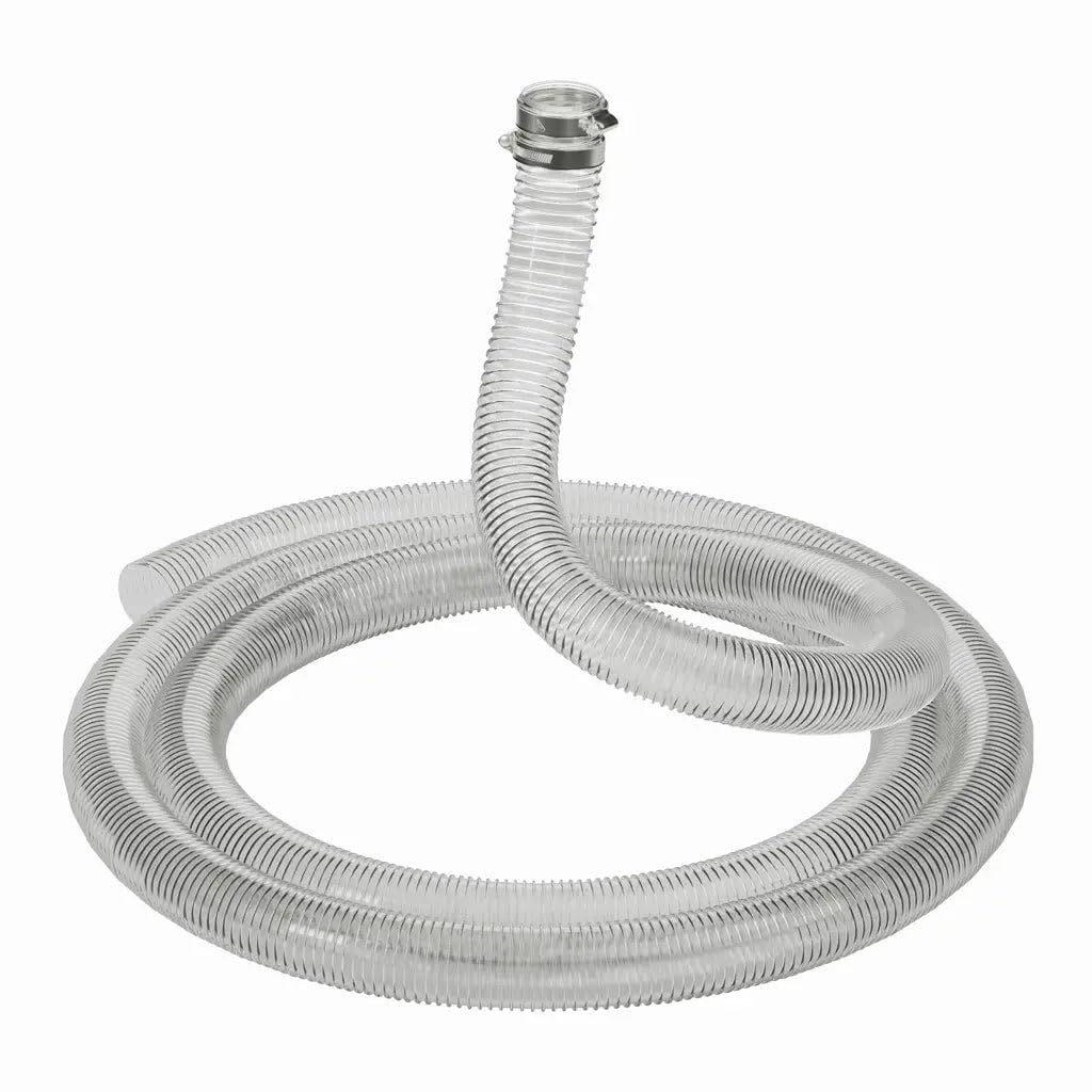 45mm Internal Diameter - 15 Metre Length Plus Hose Clips Anti Kink Clear Corrugated Flexible Pond Hose Pipe for Pond Pumps and Filters