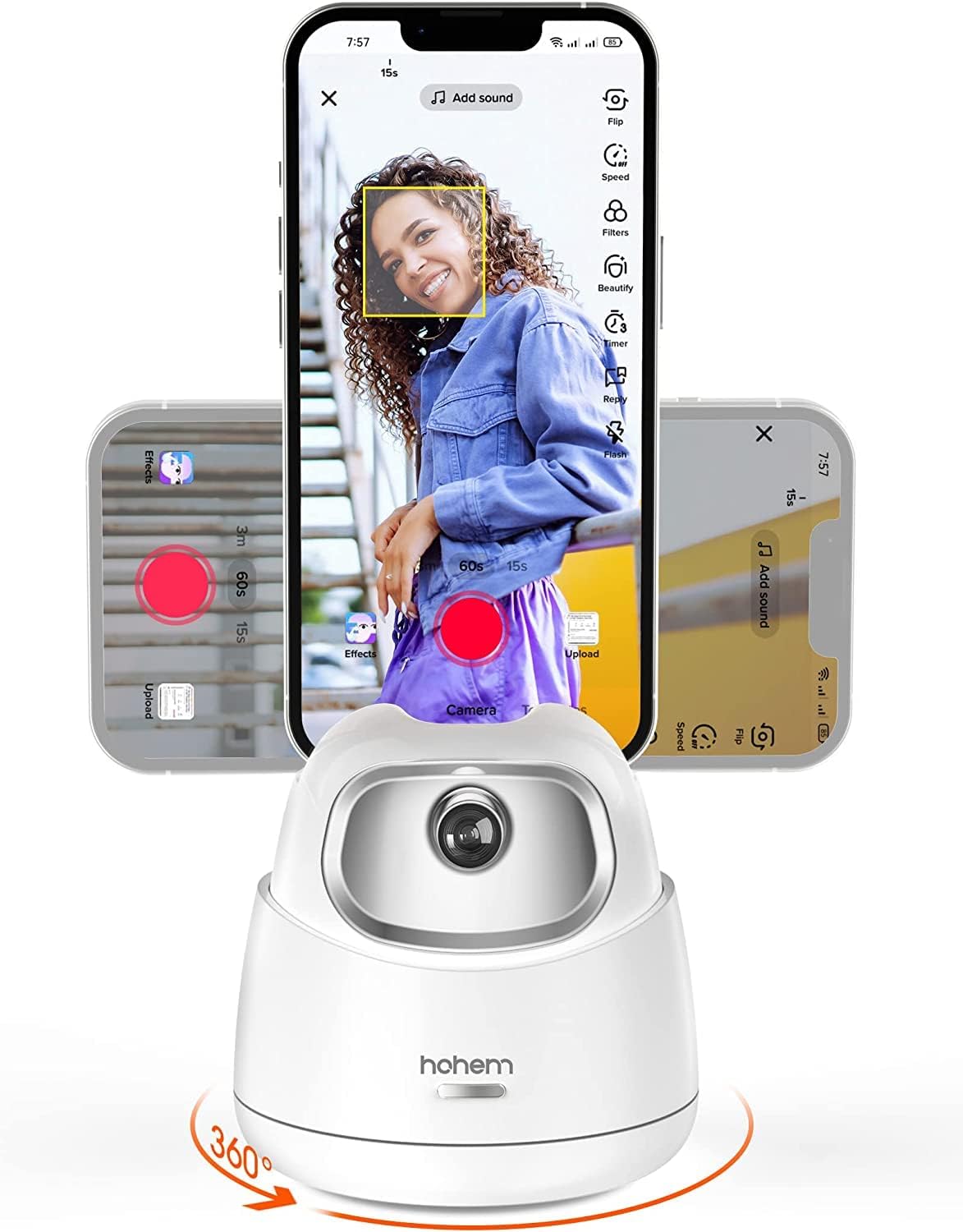 Hohem Go, Auto Face Tracking Tripod, 360° Rotation Selfie Stand for Phone & Tablet, Smart Tracking Phone Holder with Gesture Control, No App Needed, Tracking Holder for Live Vlog, Rechargeable Battery