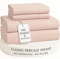 Lane Linen 100% Cotton King Sheet Set - Pre-Washed Percale Weave, 15" Deep Pocket, No Pill, Fade-Resistant, Soft & Breathable - Sepia Rose