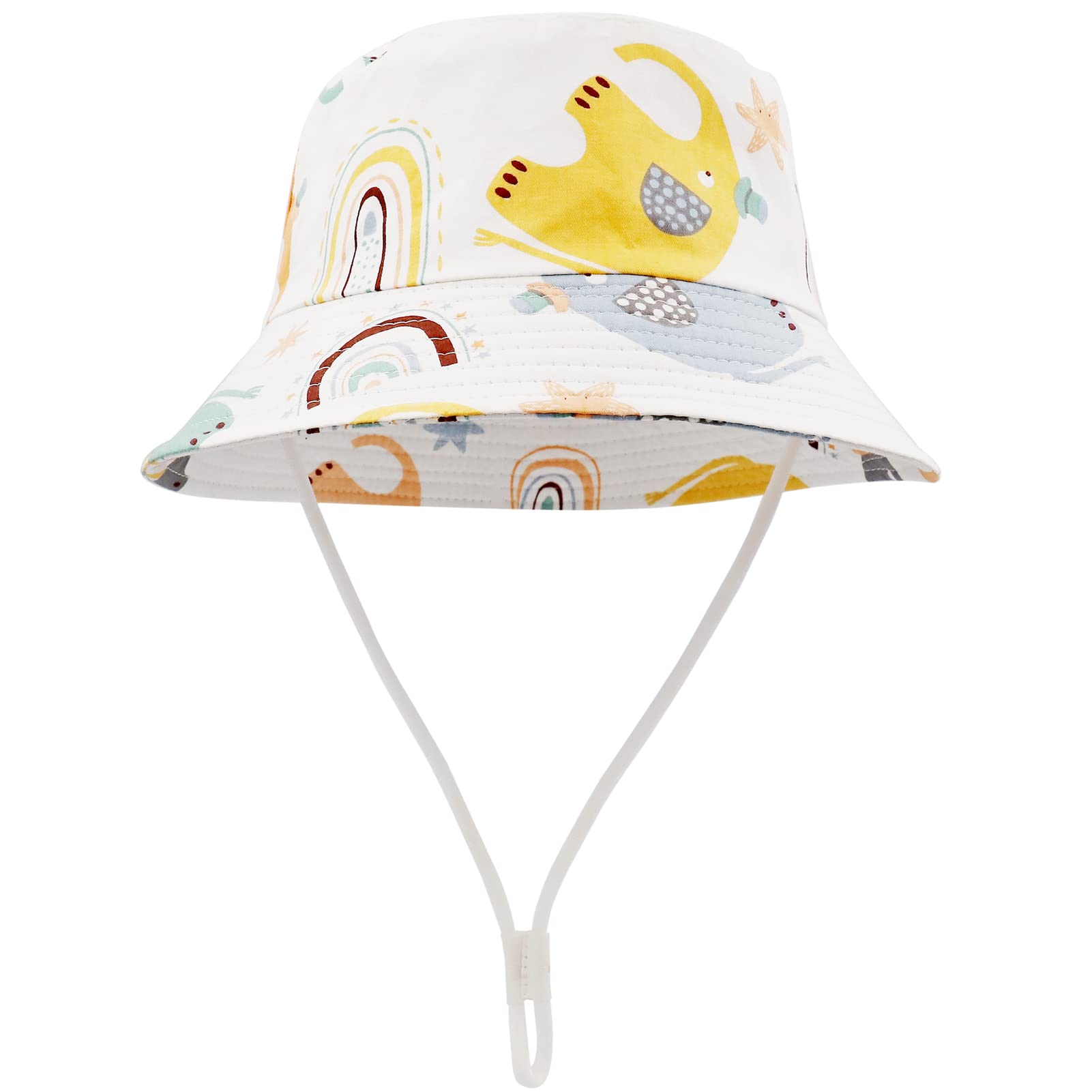 FenFang Sombrero de Sol Verano Bebés, Gorro Pescador Playa Algodón Niñas Niños, Unisexo Sombreros ala Ancha UV Protección Exteriores Viajes 1 2 3 4 Años