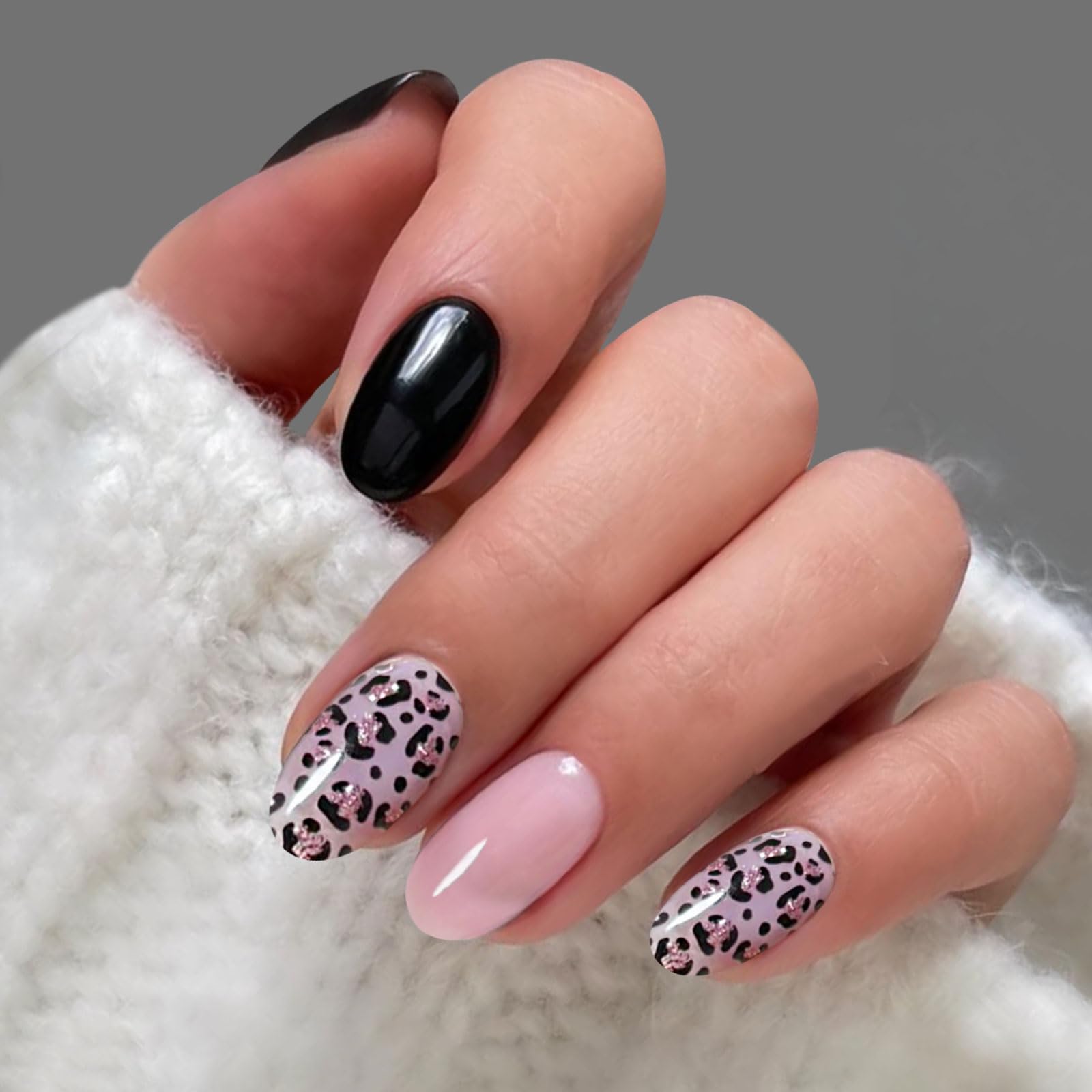 JMEOWIO Nagelfolie Leopardenmuster Schwarz Gel Nail Nagelfolien Selbstklebend Nail Sticker Uv Härtend Dekoration Nageldesign Zubehör