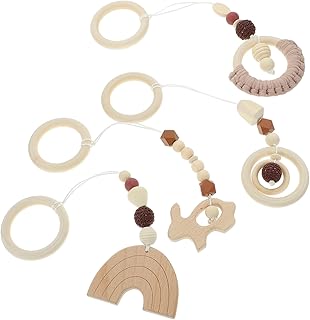Abaodam 4 Peças Brinquedos De Rack De Ginástica Para Bebês Brinquedos De Madeira Para Mastigar Brinquedos Chocalhos Para Bebês Brinquedos Sensoriais Para Bebês Brinquedos De Madeira Para