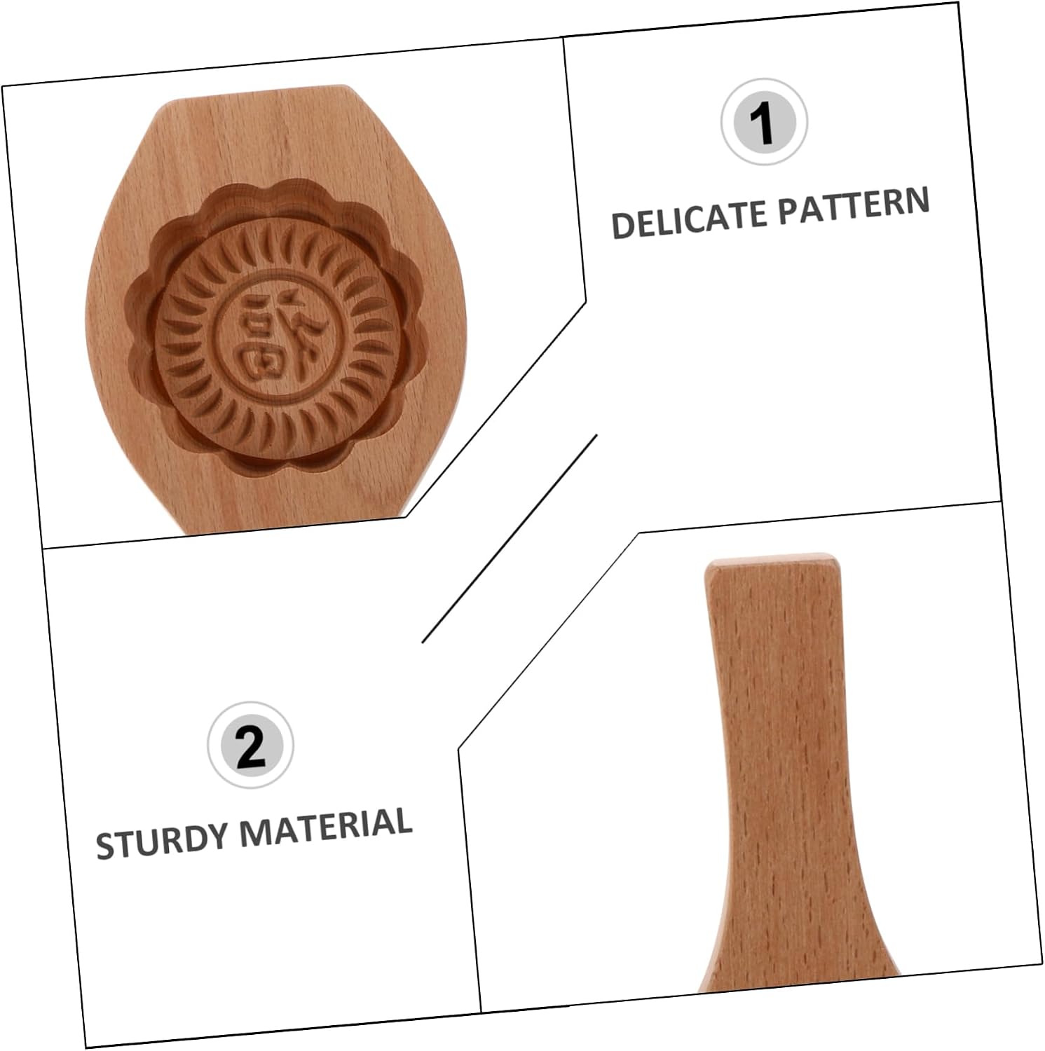 2pcs Wooden Moon Cake Molds Eco-friendly Handmade Baking Tools for Distinctive Mooncake Creation Easy Release and Clean for Festivals and Home Baking