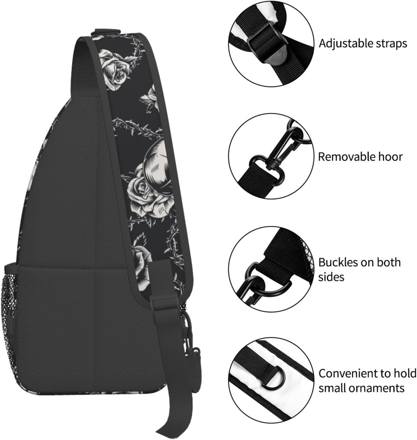 Skull Sling Backpack Chest Bag Crossbody Shoulder Bag Gym Cycling Travel Hiking Daypack For Men Women - Image 5