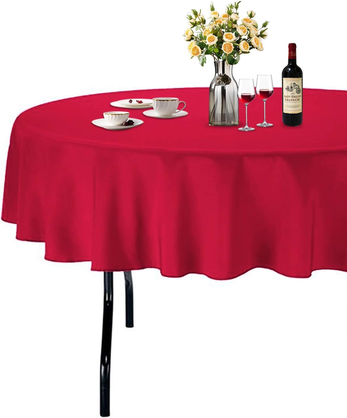 ABCCANOPY Round Tablecloth 72" Inch Round Table Cloths for Circular Table Cover Washable Polyester - Great for Buffet Table, Parties, Holiday Dinner, Wedding & More