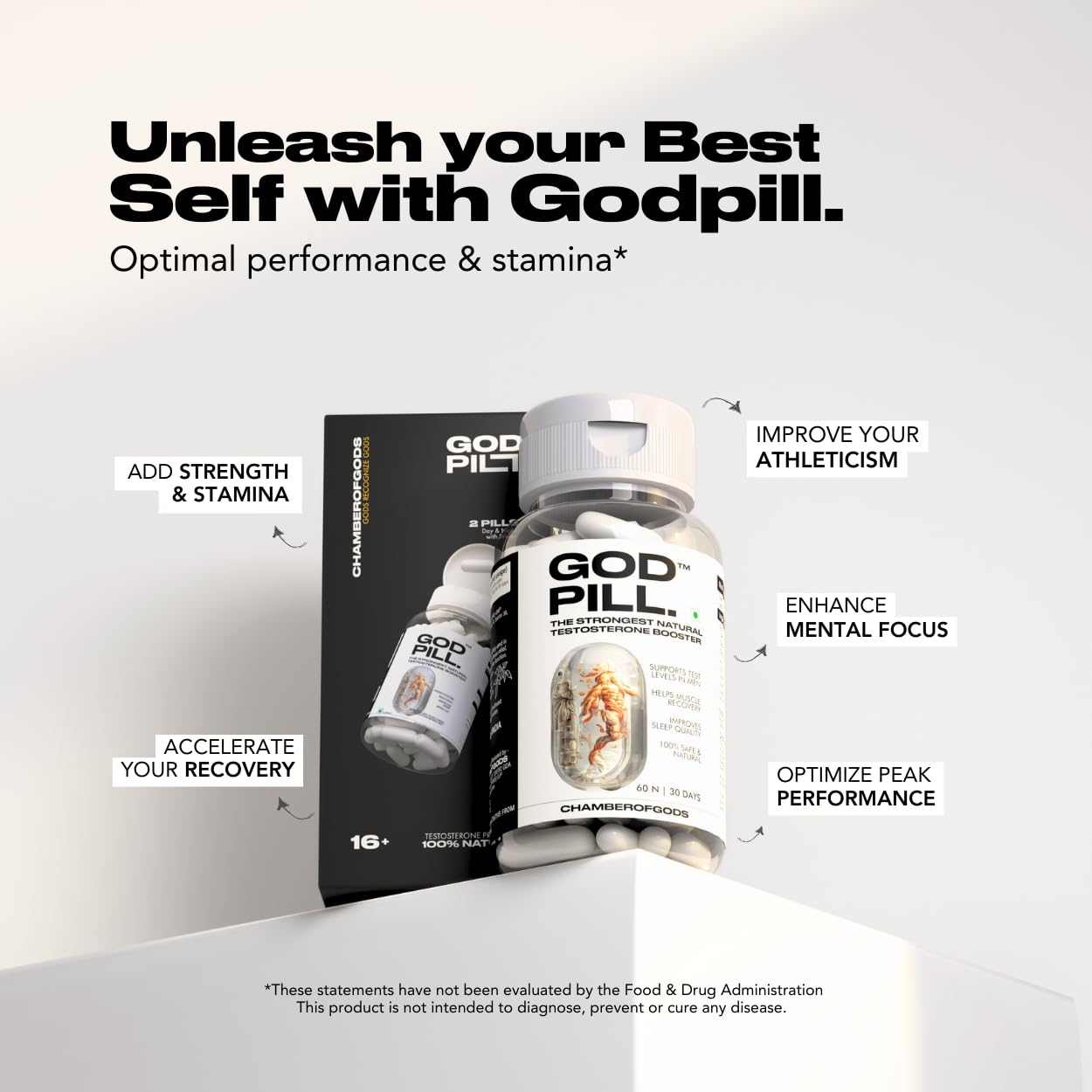 CHAMBEROFGODS GODPILL Supplement for Men | Special Blend with Ashwagandha, Eurycoma Longifolia & Fadogia Agrestis | Supports Performance, Stamina & Strength, 60 Veg Capsules CHAMBEROFGODS GODPILL Supplement for Men | Special Blend with Ashwagandha, Eurycoma Longifolia & Fadogia Agrestis | Supports Performance, Stamina & Strength, 60 Veg Capsules