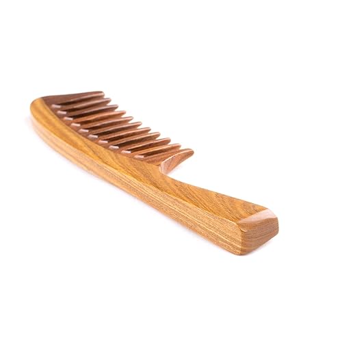 Miniatura 4 de Breezelike Breezelike - Peine para cabello rizado, peine de sándalo de dientes anchos, 8 pulgadas, tamaño grande, sin estática, peine desenredante