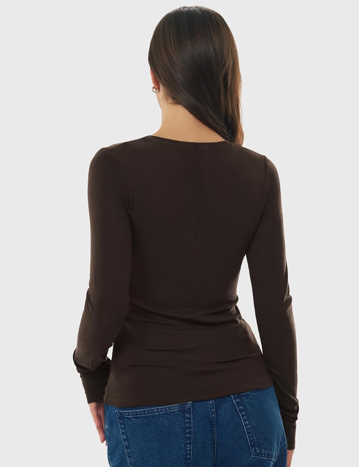 Women's Merino Wool Blend Shirts Long Sleeve Tops Crew Neck Fitted Basic Tee Cozy Embrace Collection - Image 3