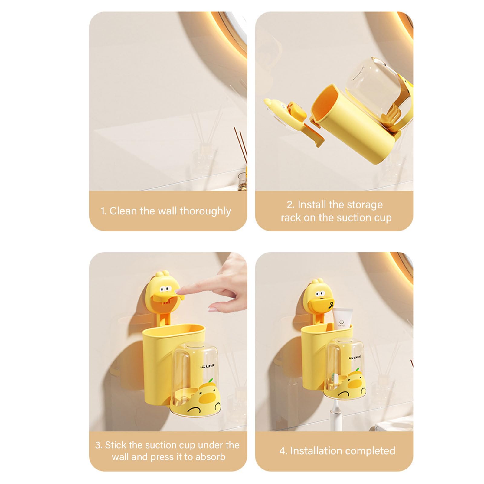 Kinderfreundlicher Zahnbürstenhalter mit Saugnapf, multifunktionale Wandhalterung, Badezimmer-Zubehör, Kinder-Zahnbürstenständer, platzsparender Ständer