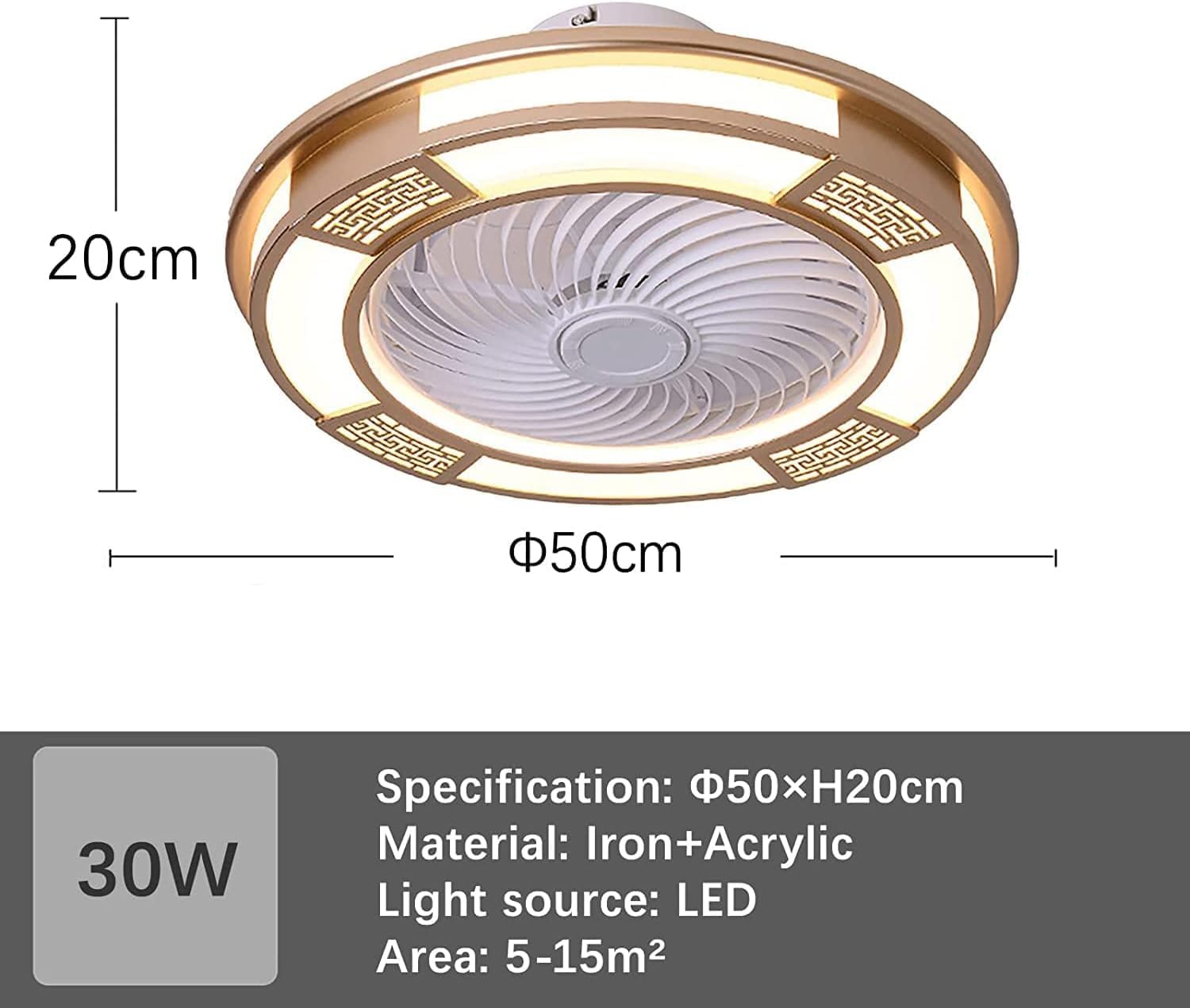 Retro Ceiling Fan Light and Remote Silent Fan Ceiling Lamp 3 Wind Speeds Changeable 3 Color Changing Lighting Fixtures Dimmable Fan Light for Bedroom Dining Room Living Room