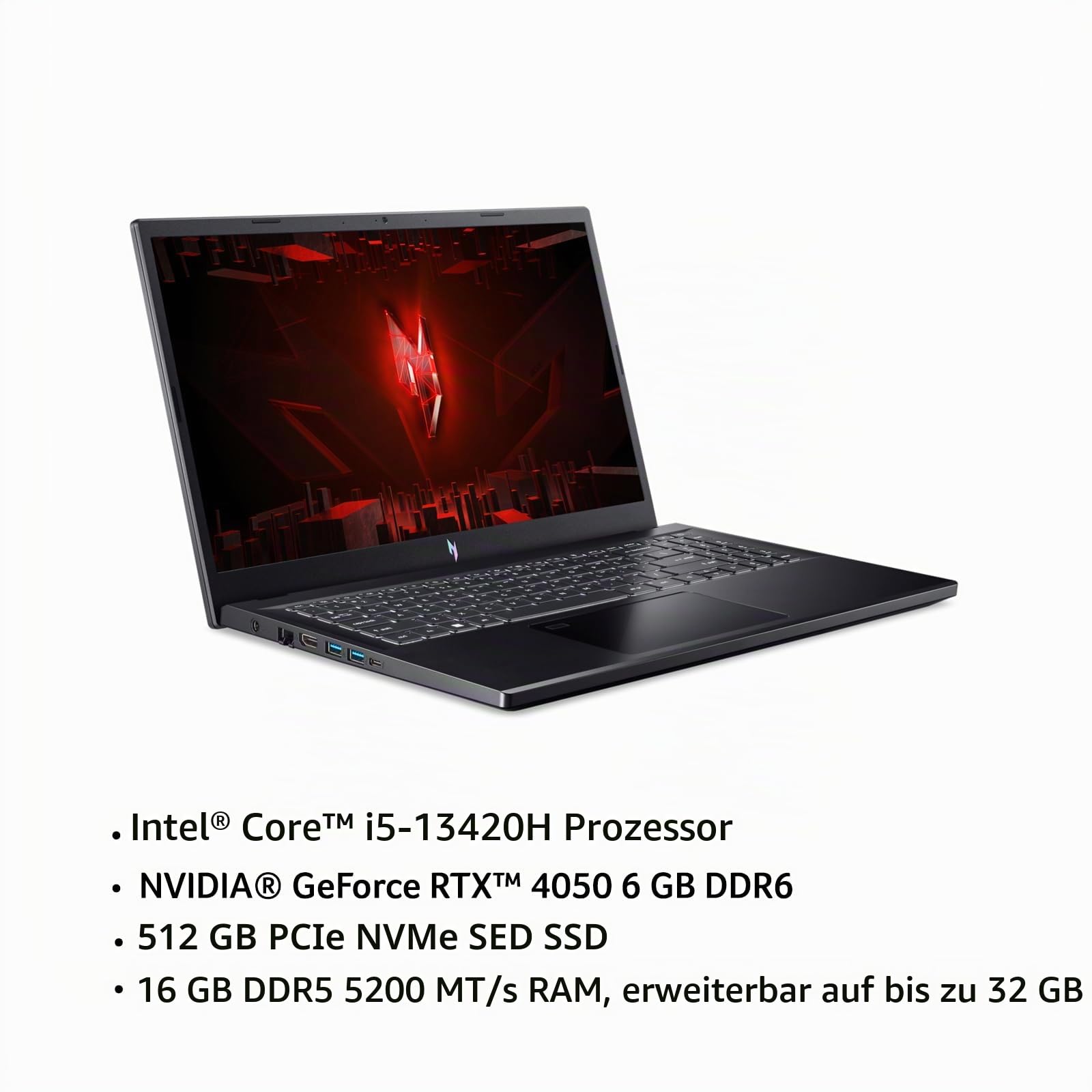 Acer Nitro V 15 ANV15 – 51 – 5673 Notebook Gaming, Prozessor Intel Core i5 – 13420H, RAM 16 GB DDR5, 512 GB SSD, Display 15,6 Zoll FHD IPS 144 Hz LED LCD, Nvidia GeForce RTX 4050 6 GB Windows 11 Home
