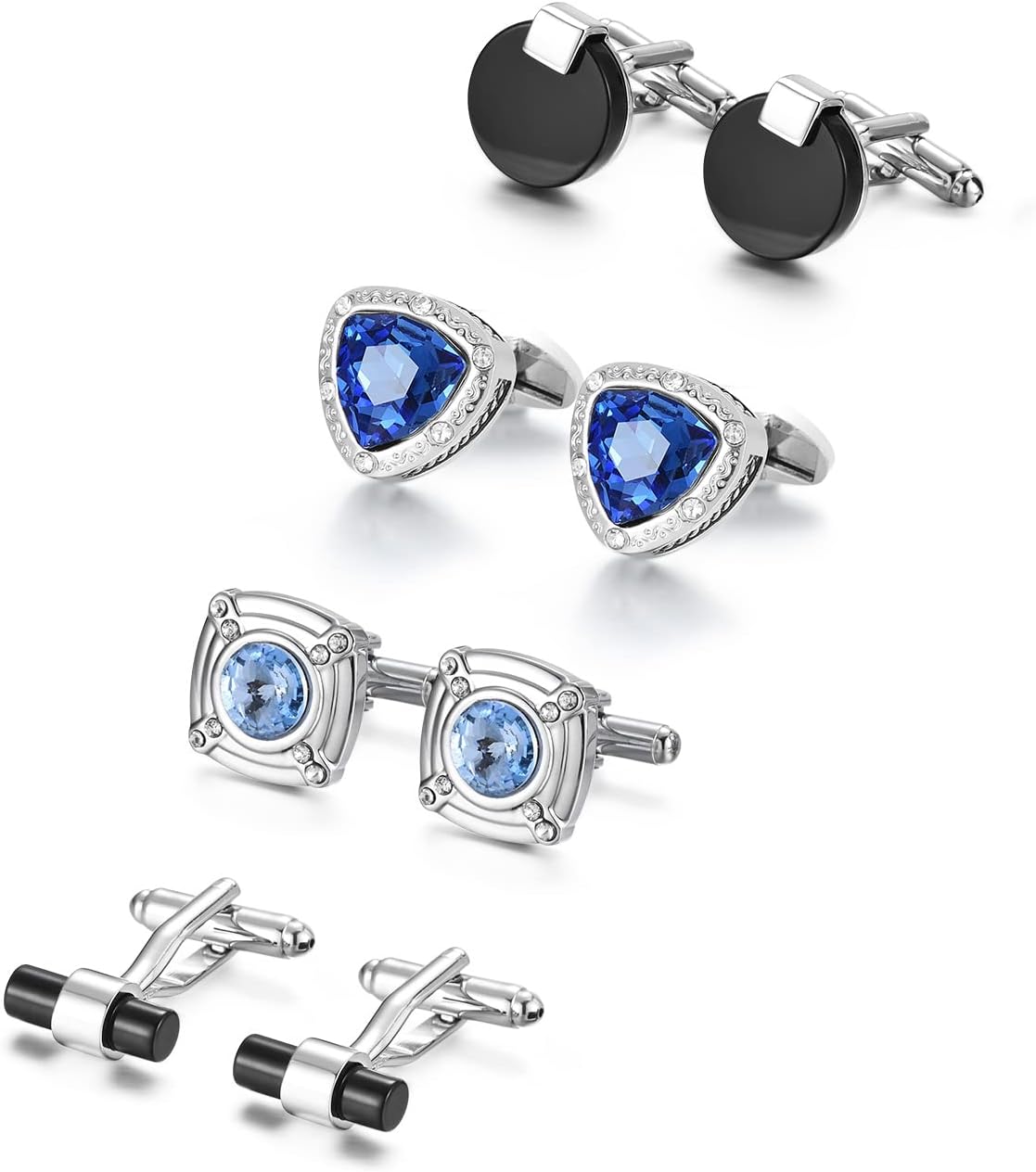GenericUJOY 4 Pairs Men's Cufflinks of Fashion and Simple Design with Luxury Gift Box for Men's Business Daily or Important Occasion
