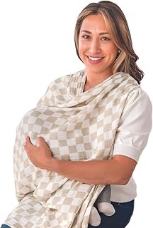 Itzy Ritzy Breastfeeding Boss Multi-Use Nursing Cover Swaddle Burp Cloth Tummy Time Mat Car Seat Cover 47x47 Muslin Checkerboard
