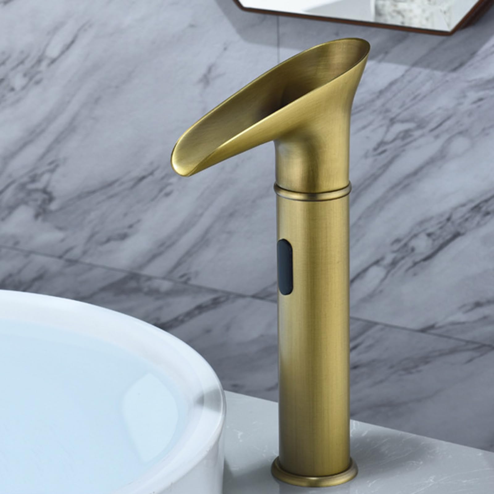 HCFYAUIS Bathroom Waterfall Mixer Tap Retro Touchless Bathroom Tap Antique Temperature Controlled Discoloration Sensor Faucet Tall