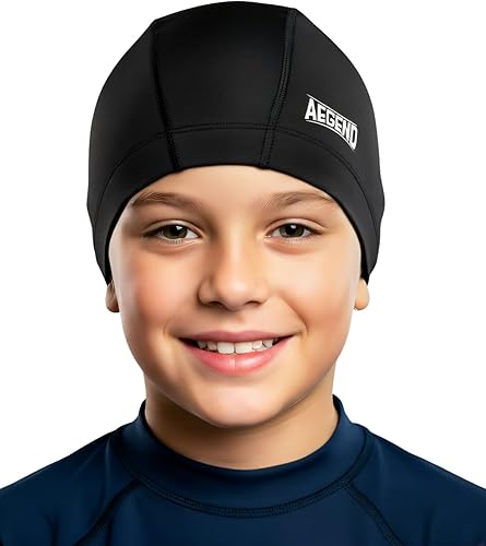 Aegend Gorro de natación de tela, capa impermeable de silicona, gorra de natación de tela transpirable, mantiene el cabello seco con alta