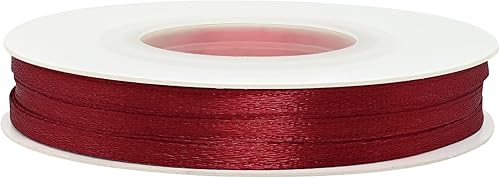 Miniatura 562 de Cinta de satén rosa polvoriento de doble cara de 1/4 pulgadas x 50 yardas, cintas de poliéster polvorientas para envolver regalos, cinta de tela