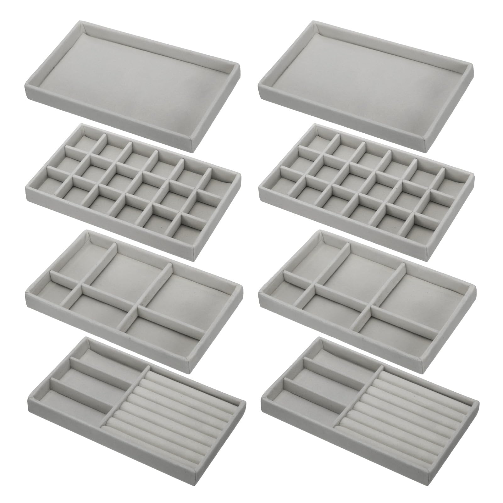 QUARKZMAN 8pcs Organisateur Bagues En Velours Support Bagues Gris