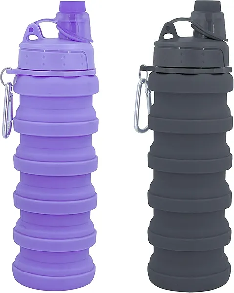 YCTMALL Collapsible Water Bottles Travel water bottle Sports Portable Sport Water Bottle Reusable Water Bottles comes with mountaineering Buckle 500ml silicone Water-proof camping water bottle