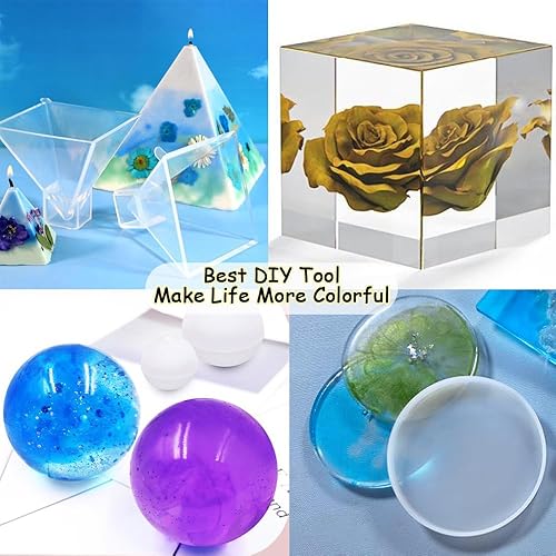 Miniatura 7 de Kit de moldes de vela de resina, kit de moldes de vela de silicona para resina epoxi, kit de inicio para preservación de flores, incluyendo corazón,