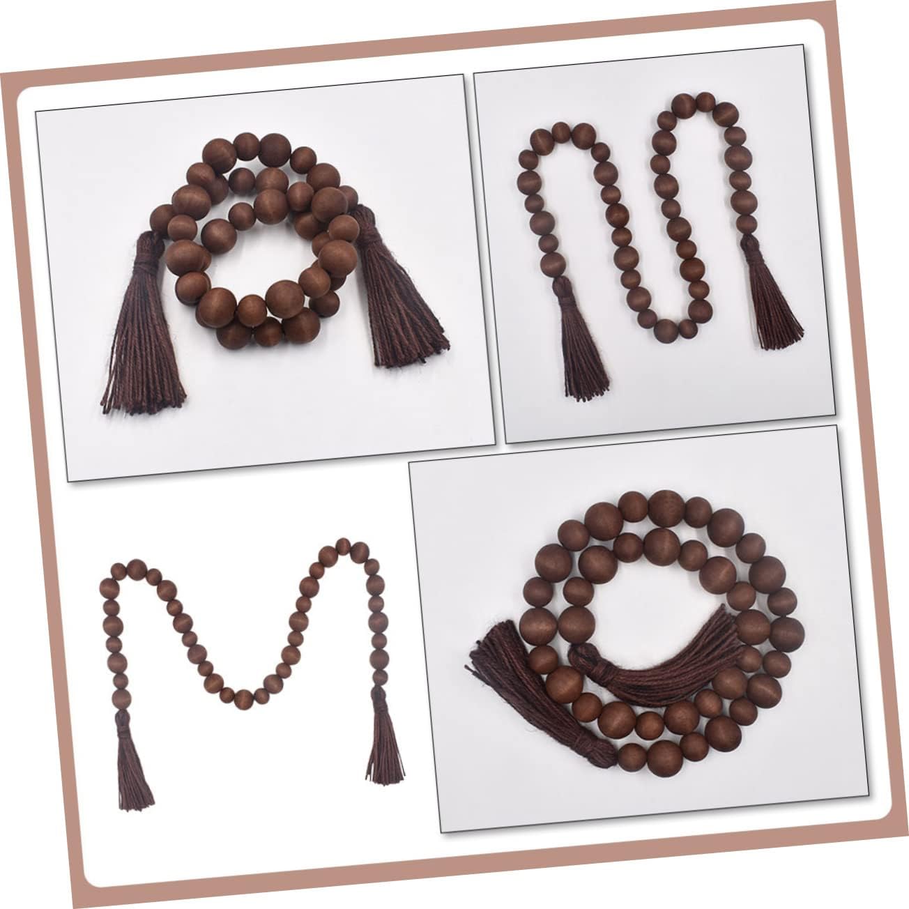 ORFOFE 2pcs Decorative Bead String Tassel Ornaments Wooden Bead Ornaments for Vintage Decor Table Home Decor