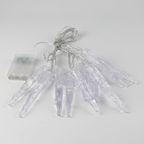 Miniatura 5 de Rhytsing Luces de carámbano de 18 pies, 10 luces LED de carámbano, luces de cadena de hielo de cristal para decoración de Navidad, luz blanca cálida