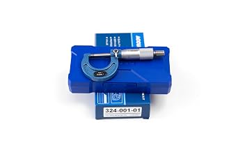 Outside Micrometer 0-1" Measuring Range, 0.0001" Graduation, Ultra-Precision Machinist Tool, Carbide Tips, Vernier Scale, Ratchet Stop, Includes Case