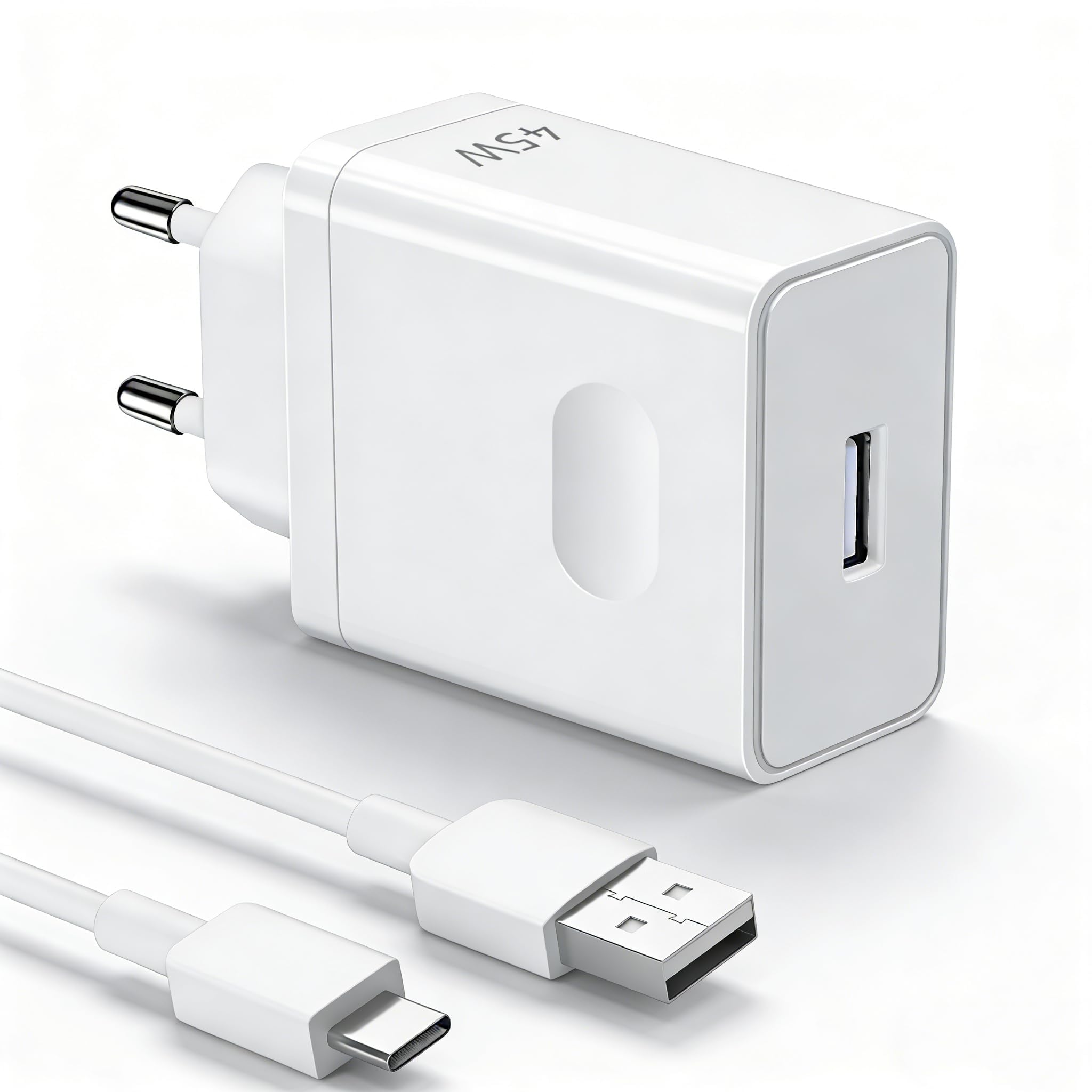 Caricatore Rapido 45W SUPERVOOC Con Cavo USB C 1m Per Realme, Oppo, Oneplus (Serie 14, 13, 12, Narzo, Reno, A, Nord)