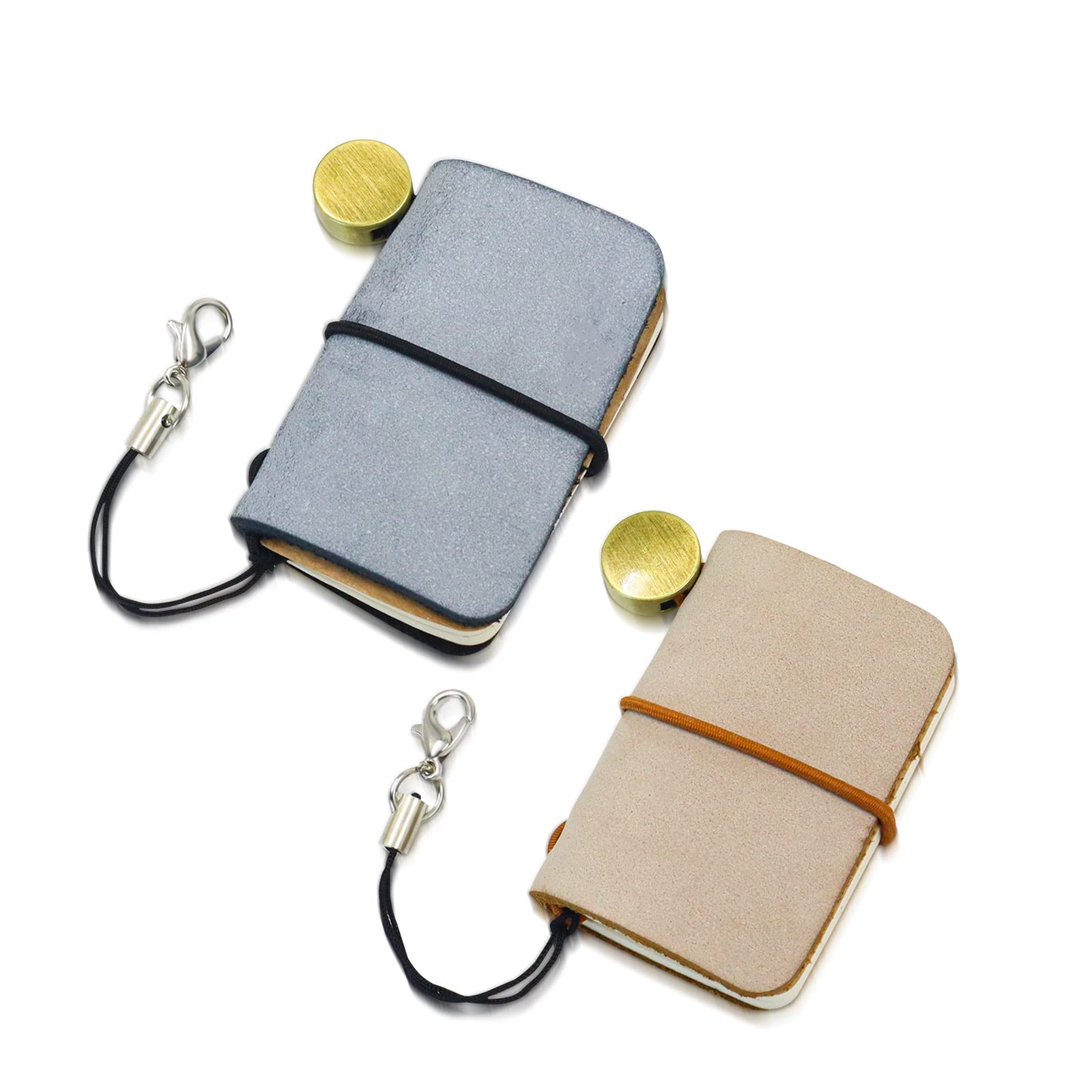 Yitexin Pack of 2 Miniature Travelers Notebook 4.8x3.2cm(1.9’’x1.3’’), Handmade Tiny Leather Travels Notebook, Vintage Mini Notebook Diary Journal, Pocket Diary