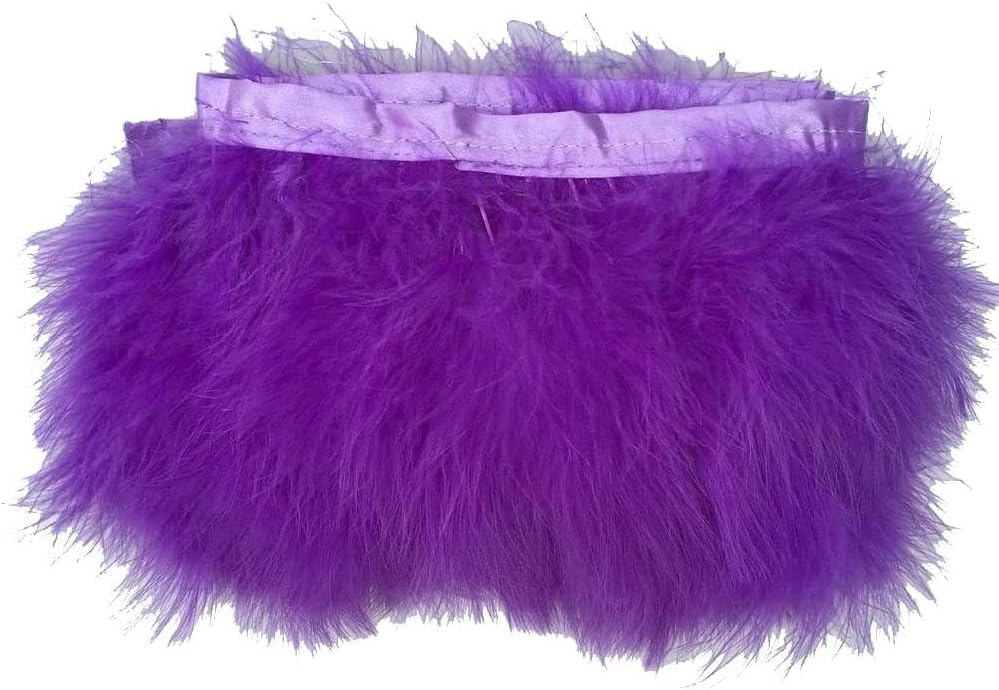 KOLIGHT Pack of 10 Yards Natural Turkey Marabou Feather Trim Fringe 6-8 Inch in Width DIY Decoration (Red)