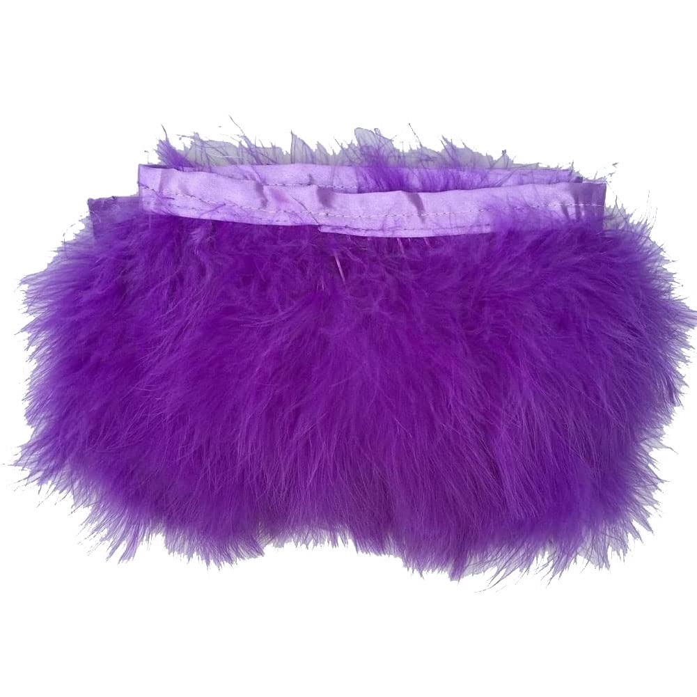 KOLIGHT Pack of 10 Yards Natural Turkey Marabou Feather Trim Fringe 6-8 Inch in Width DIY Decoration (Purple)