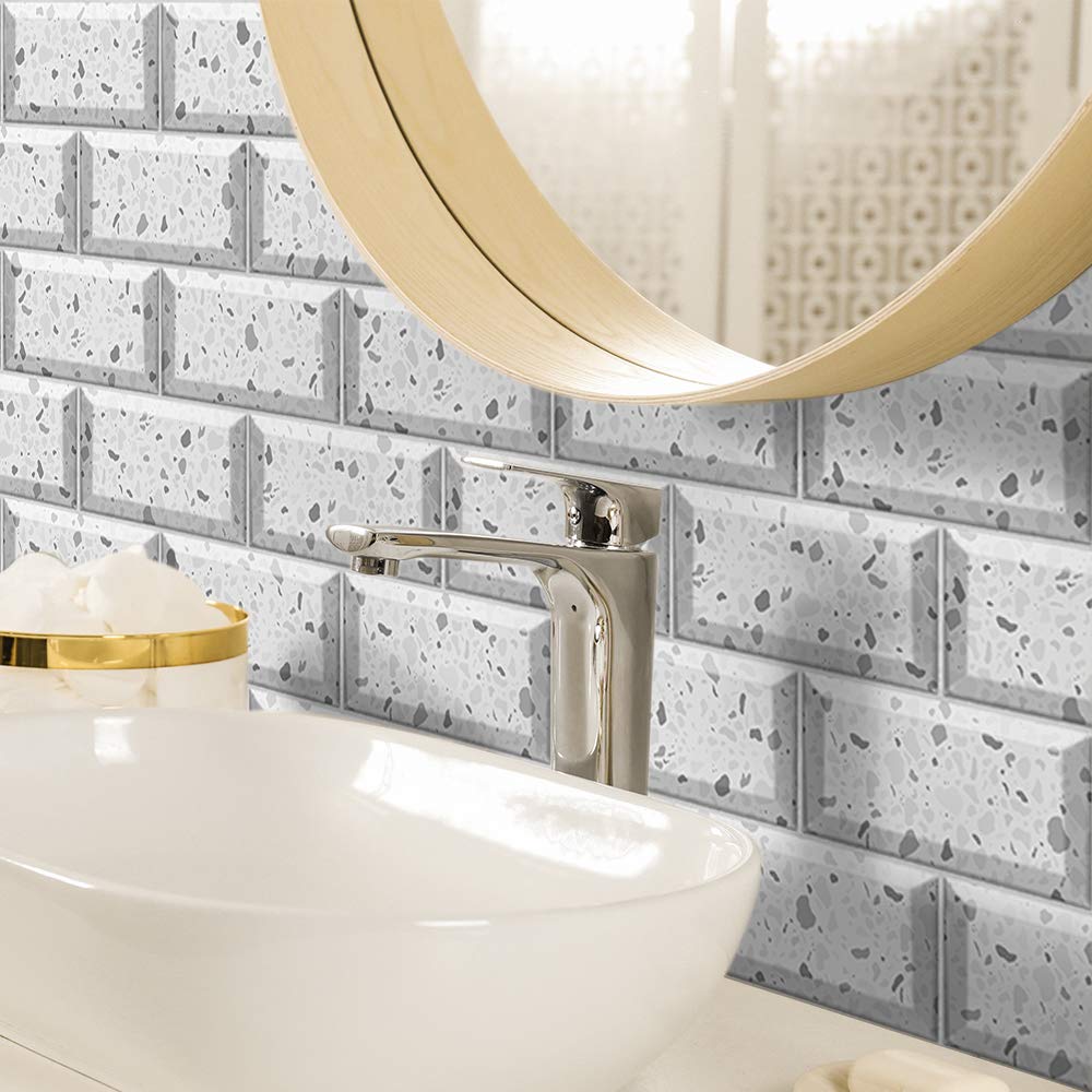 Adesivo per piastrelle da parete effetto marmo, per decorazione della casa, Peel & Stick, adesivi per piastrelle per soggiorno, cucina, bagno, 54 pezzi