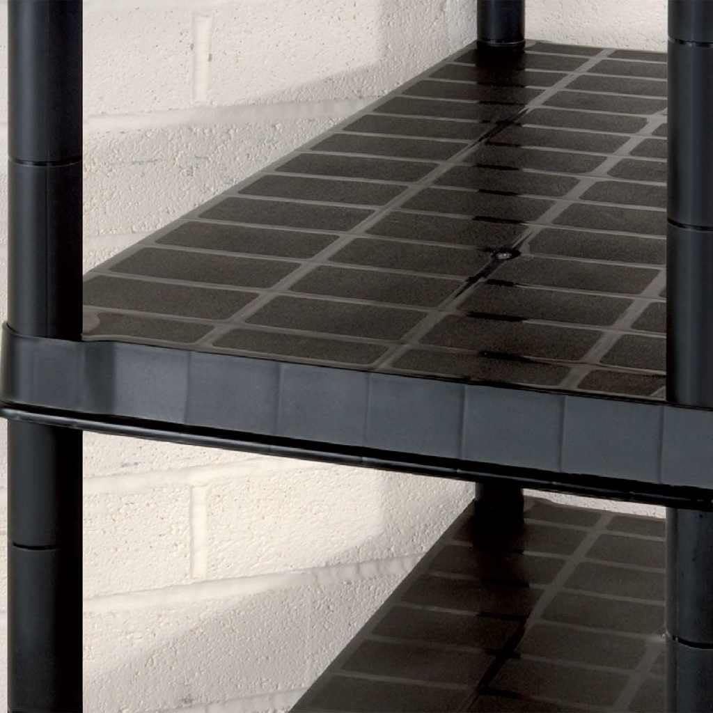 Scaffale industriale con 5 ripiani, nero, 274,5 x 45,7 x 185 cm, in plastica, per carichi pesanti, per officina e magazzino