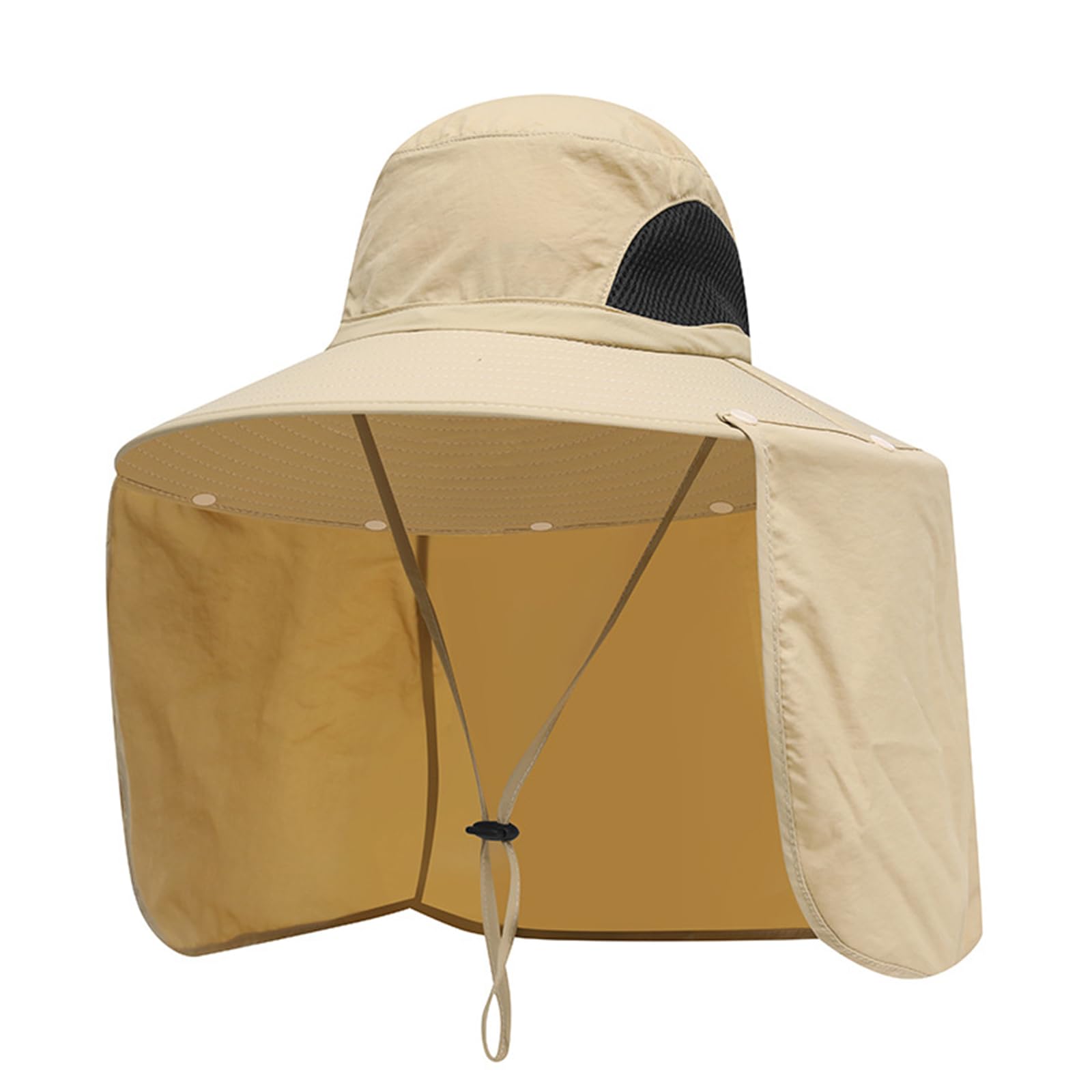 Sombrero de ala ancha para hombre, protección UV con solapa para el cuello, ajustable para pesca y senderismo al aire libre