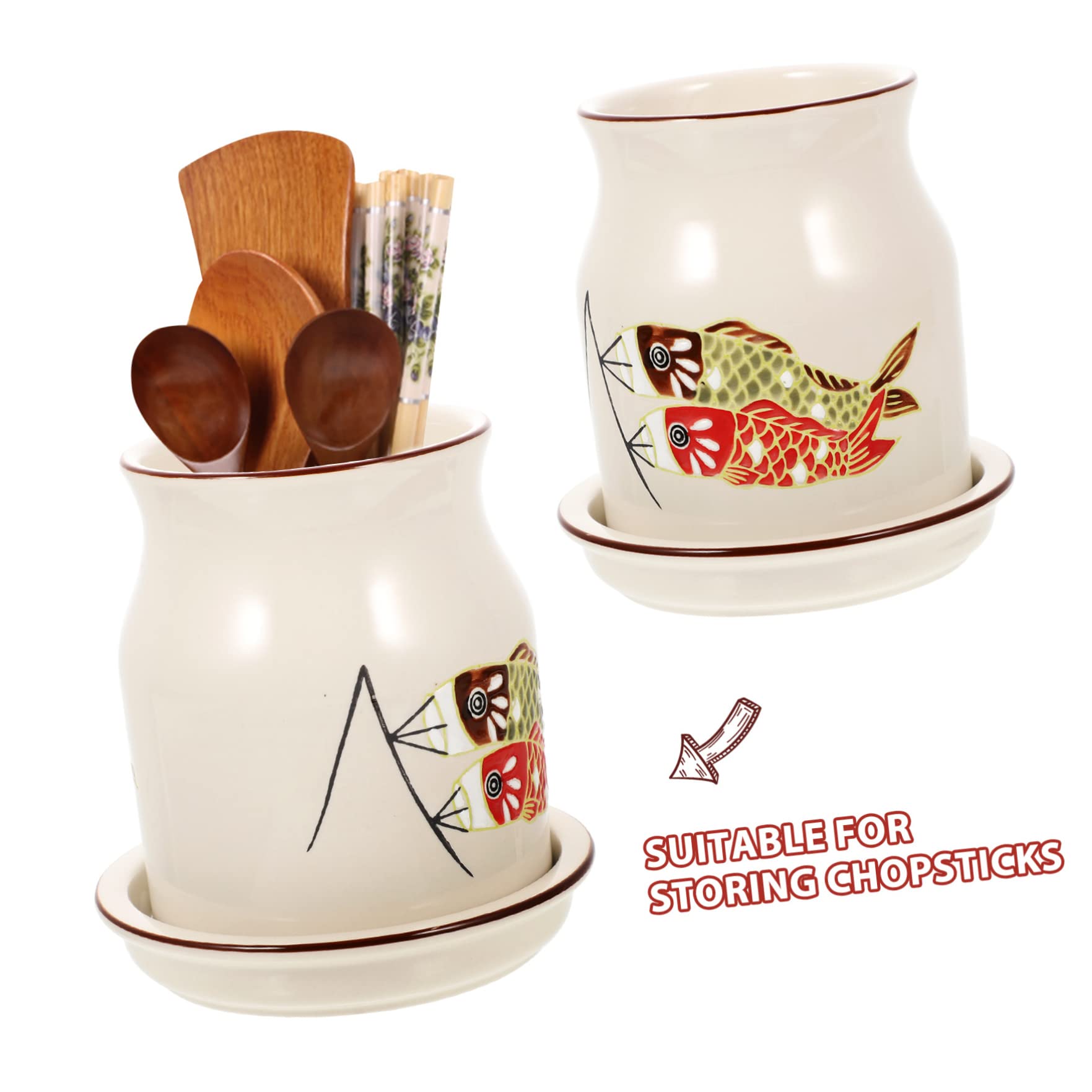Cabilock Porte-Couverts en Céramique Ustensile en Porcelaine Pot à Ustensiles en Céramique Coutellerie Porte- Titulaire De L'argenterie Ustensiles De Cuisine Usage Quotidien