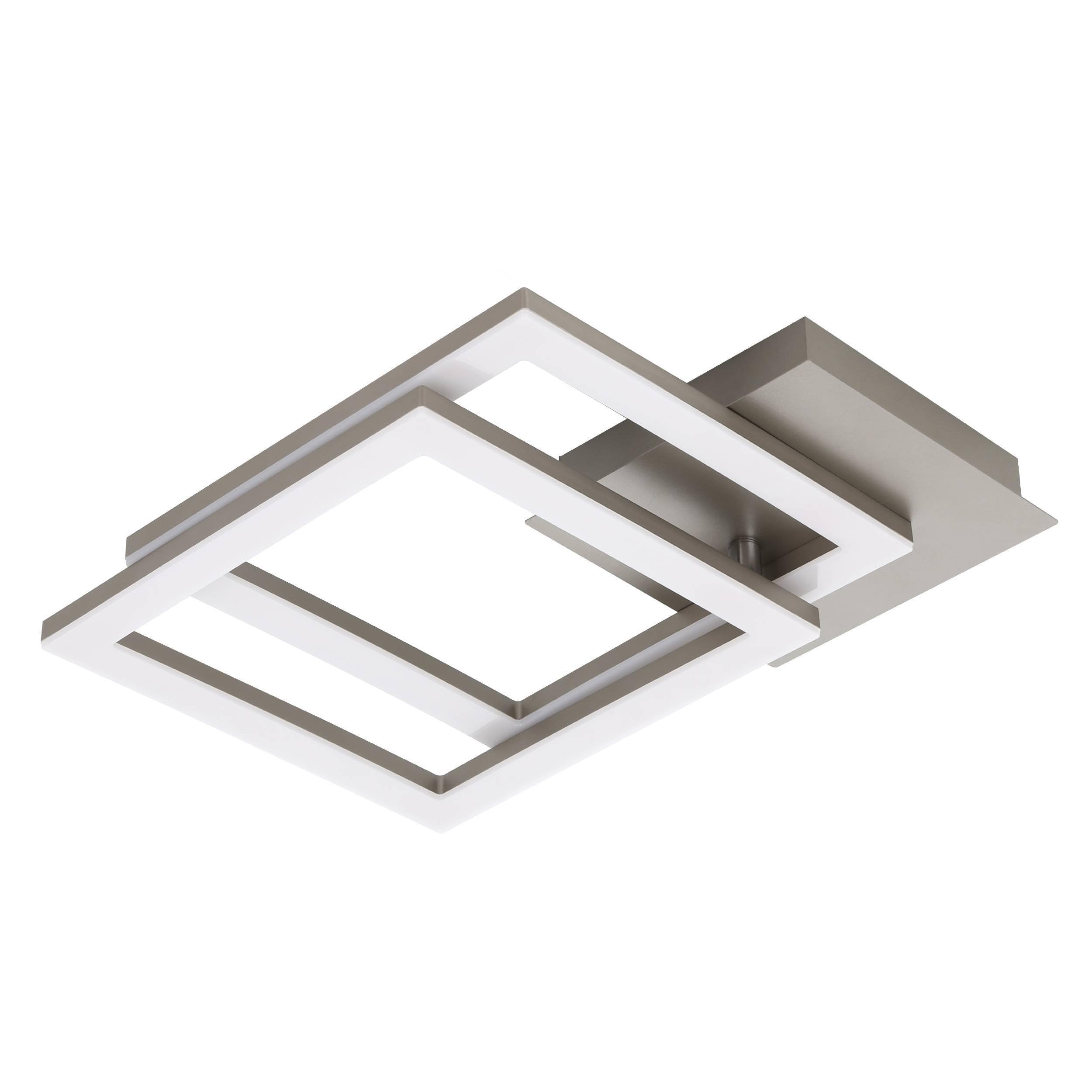 Eglo Palmaves 2 Lámpara led de techo, lámpara de salón con 2 focos, lámpara de cocina de metal plateado, plástico en blanco, lámpara led de dormitorio blanco cálido, 52,5