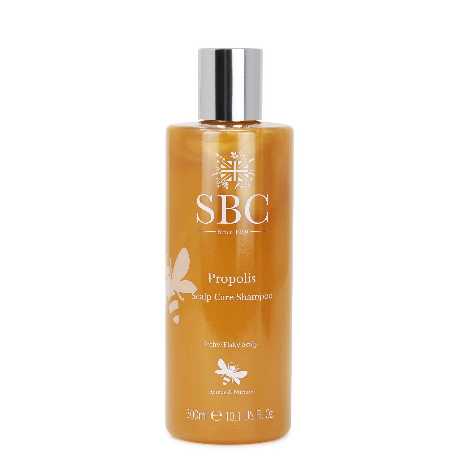 SBC Skincare - Shampooing pour cuir chevelu sensible à la propolis - 300 ml - Aide à rendre les cheveux doux, brillants et soyeux sans les alourdir - Shampooing hydratant - Propolis Shampoo