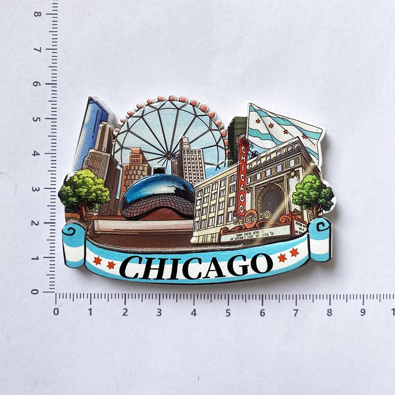 Imán Decorativo Souvenir Chicago Landmarks miniatura 3