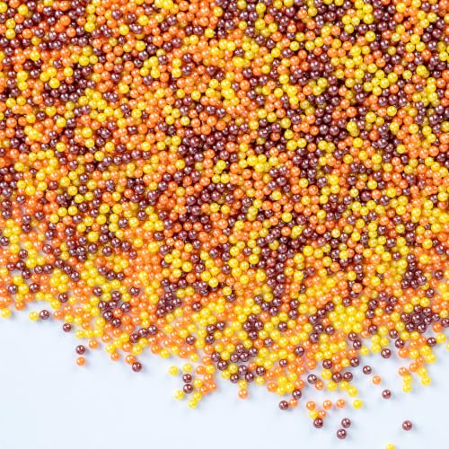 Image of Edible Fall Nonpareils,Orange Brown Yellow Sprinkles for Cake Decorating