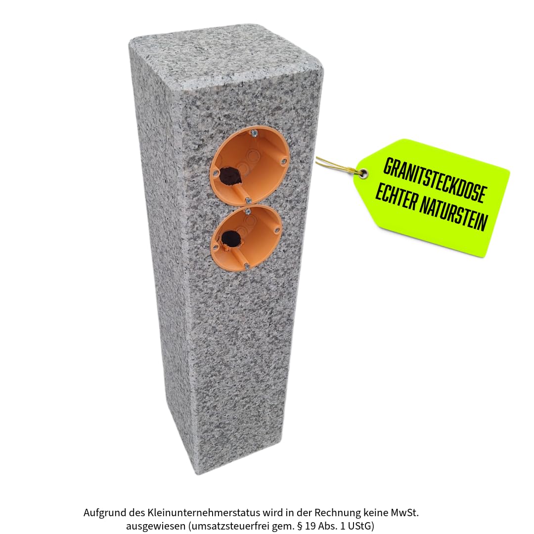 Doppelsteckdose Granit Naturstein G603 50x 12 x 12 cm Granitsteckdose Gartensteckdose Außensteckdose Natursteinsteckdose Doppelsteckdose Granitpalisade Steckdosensäule Steinsteckdose