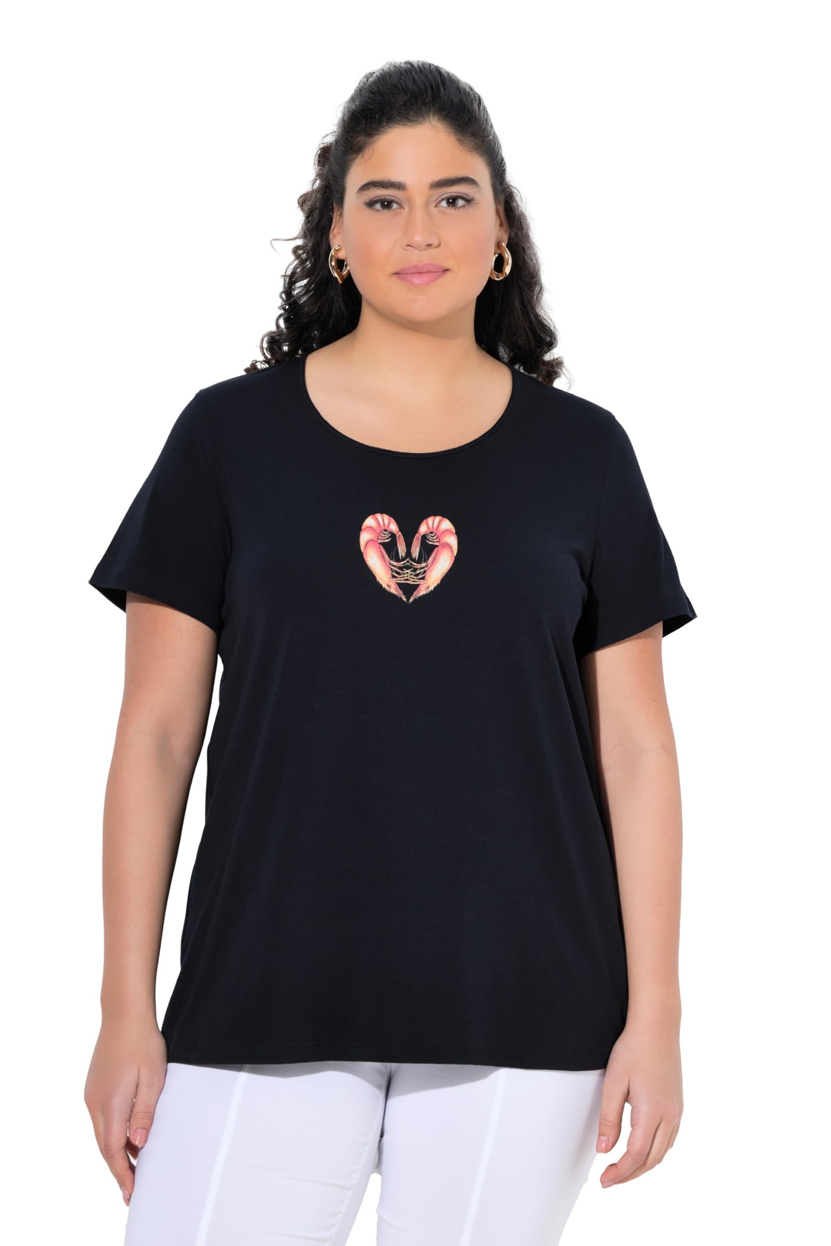 Ulla Popken Damen große Größen Übergrößen Plus Size T-Shirt, Scampis, Classic, Rundhals, Halbarm 839092