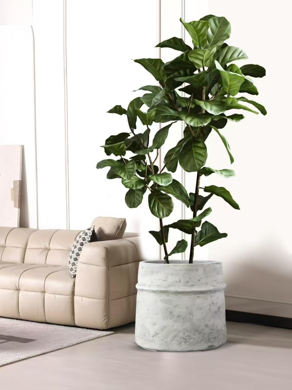 Concrete Plant Pots Set of 3, Planters & Container Accessories Planters Indoor Outdoor Flower Planter for Home, Garden, Office Décor18“ 12” 9“ (3, White)