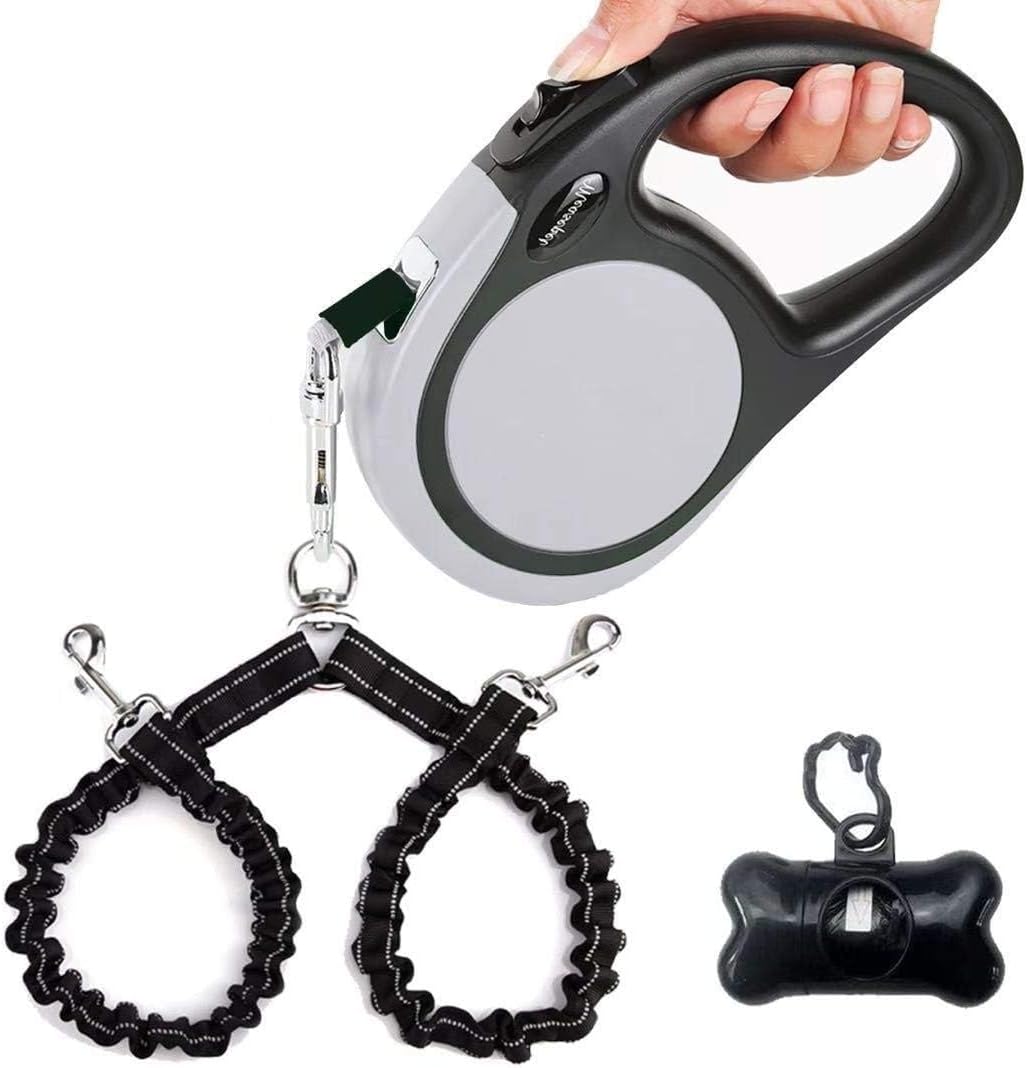 WIGZI (2) Two Dog Reflective Retractable Pet Leash 360