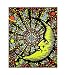Opticz Moon and Stars Blacklight Reactive Cloth Wall Hanging Fabric Poster Print, 23" L x 28" W