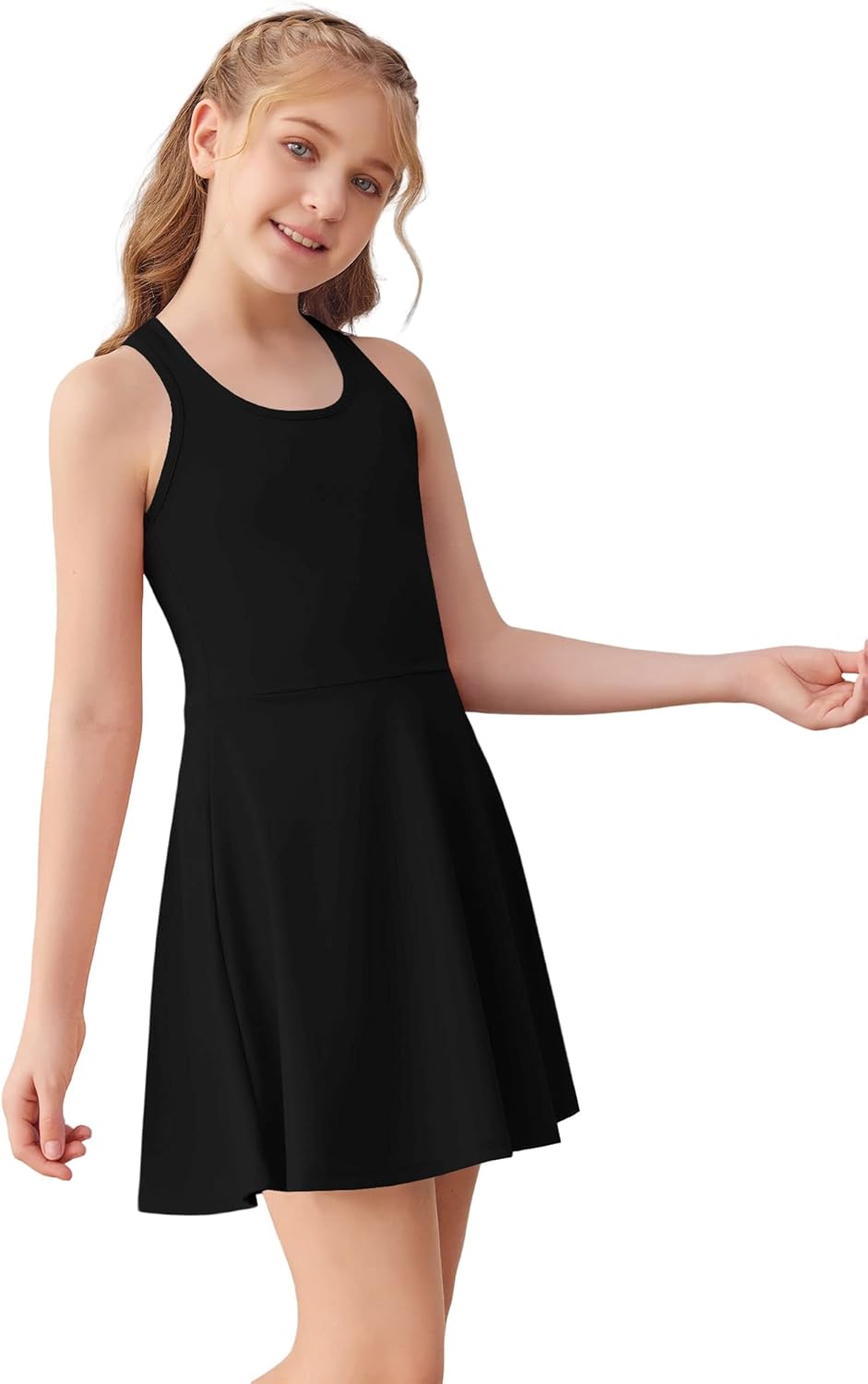 Haloumoning Girls Sleeveless Tennis Dress Kids Racerback Golf Dress School Sports Dresses Outfit with Shorts Pockets - Image 4