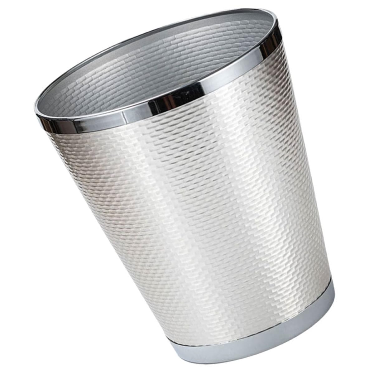 VALICLUD Metal Wastebasket Indoor Garbage Can Silver Iron Trash Bin for Bedroom Office Bathroom Storage and Organization