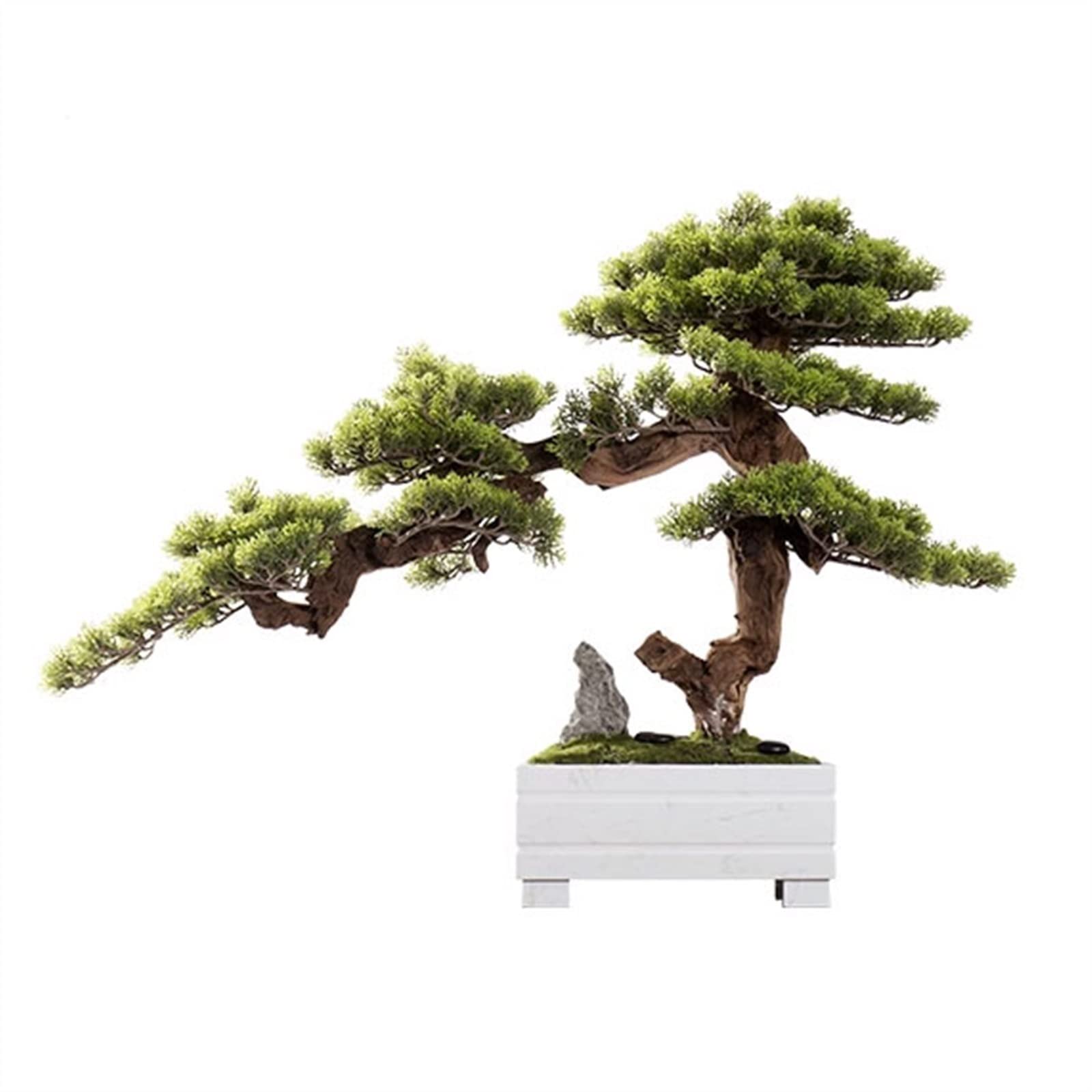 Sztuczne Drzewo, Sztuczne Rośliny Doniczkowe, Chińskie Symulacje, Powitanie, Sosna, Bonsai, Salon, Weranda, Prosta Zielona Sosna Z Białą Ceramiczną Doniczką, Sztuczne Drzewo,