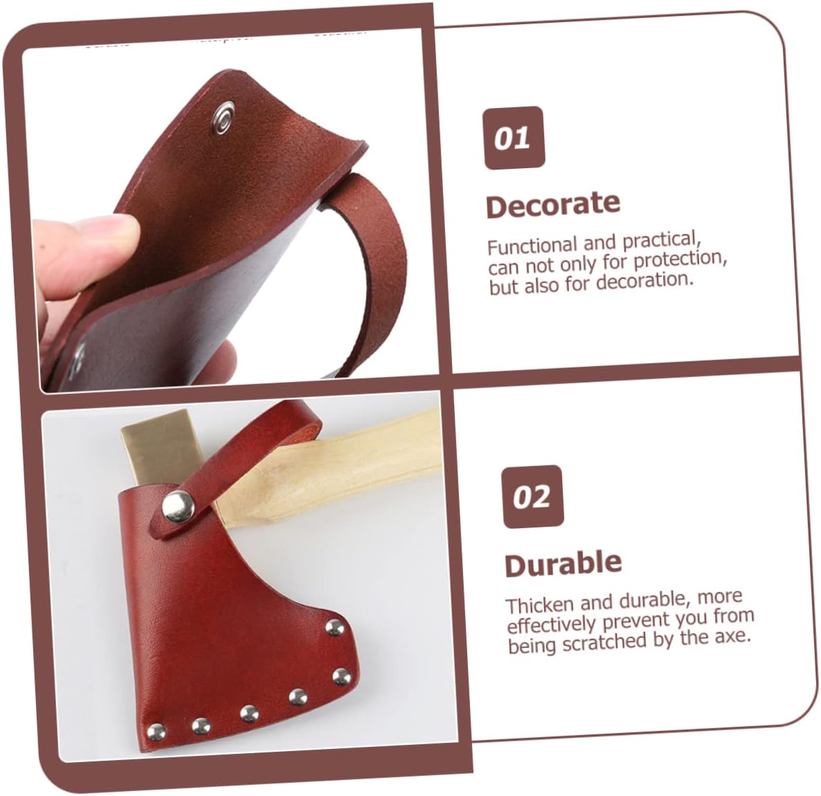 2Pcs Cowhide Axe Head Protective Cover for Axes and Hatchets