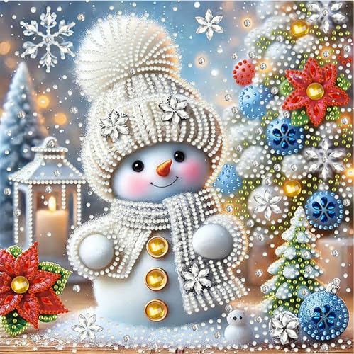 Snowman Winter Special Shape Diamond Painting Kits for Adults 12x12 Inch
